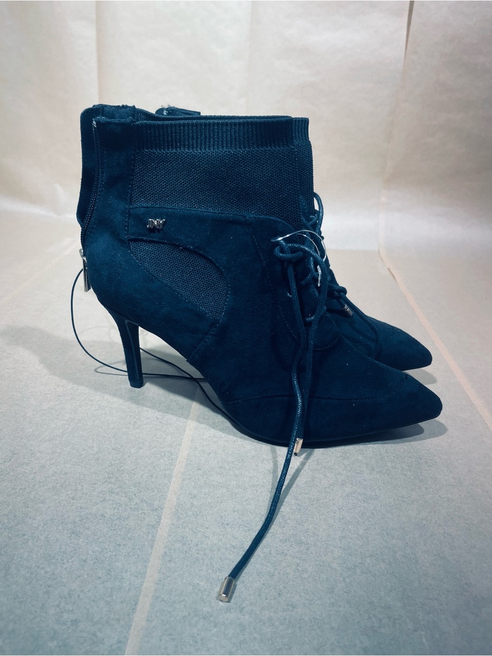 Jones New York (JNY) black faux-suede ankle boots